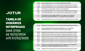 Tabela de Horários Interpraias Dias Úteis